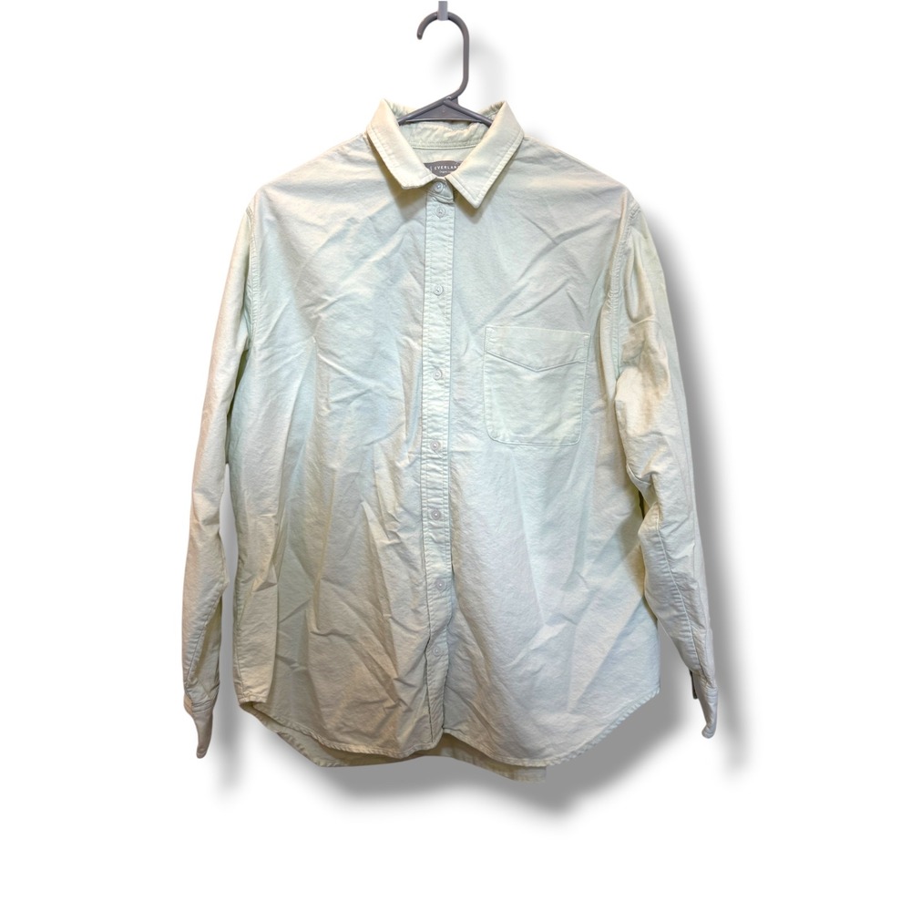 Everlane Button Down Shirt Womens 16 Pale Yellow Organic Cotton Long Sleeve